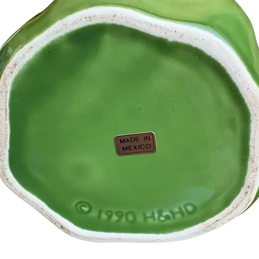 Vintage 1990 H&HD Green Bell Pepper Ceramic Cookie Jar Canister Made Mexico